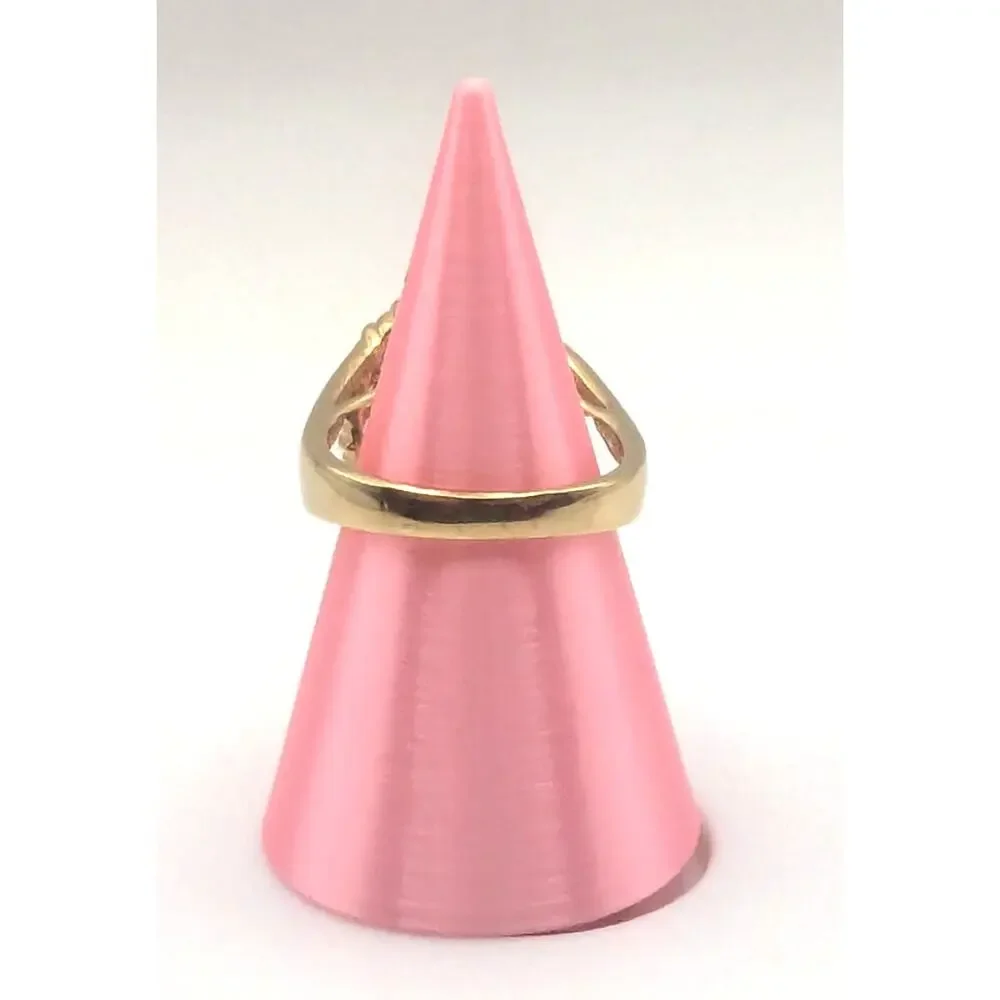 Vintage Pink Stone Halo Ring Womens 8.25 Gold Tone Statement 8K READ